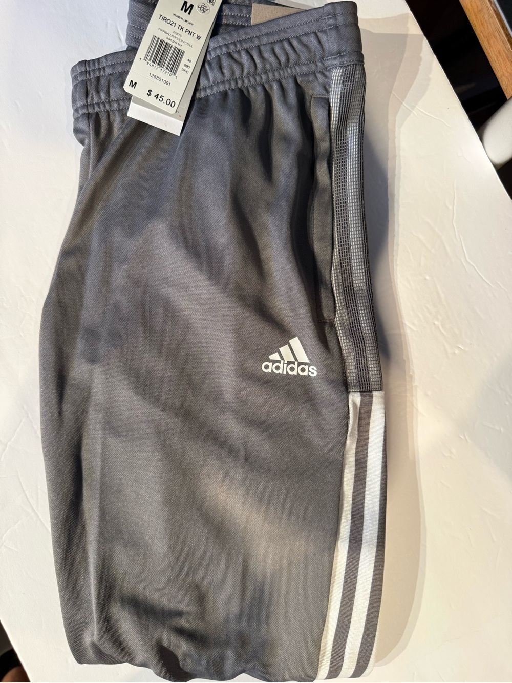Adidas women’s Gray Training Pants with 3-Stripes size Med